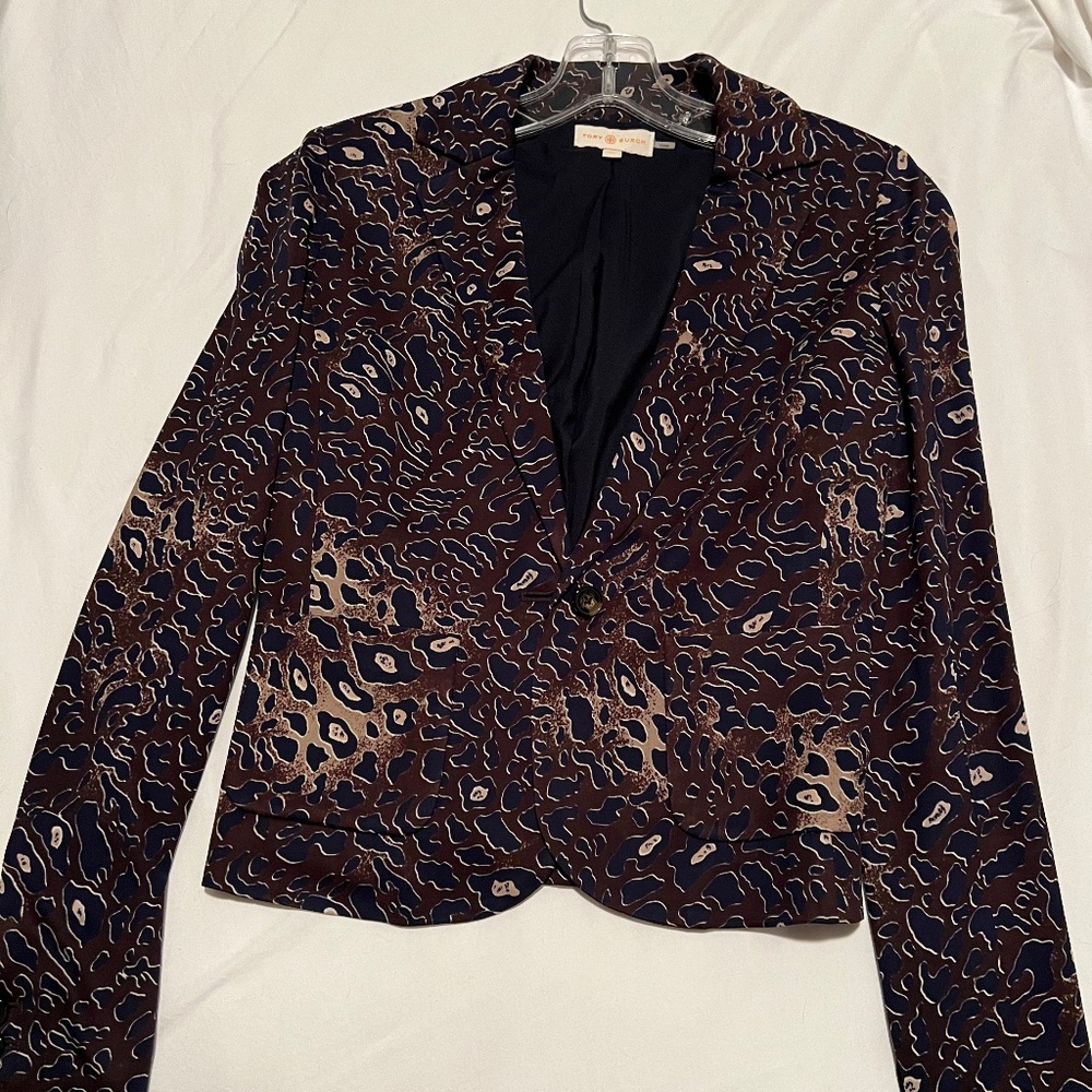 Tory Burch Galena Leopard Jacquard Blazer size XS